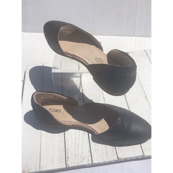 TOMS Jutti d'Orsay Black Flat, Slip On Women's Shoes Sz 7 EU 37.5 EUC Glitter - Picture 12 of 16
